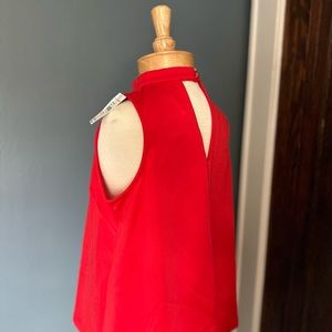 Red SLEEVELESS HALTER DRESS TOP - Keyhole Back - Notdstrom / Bobeau - Women’s M